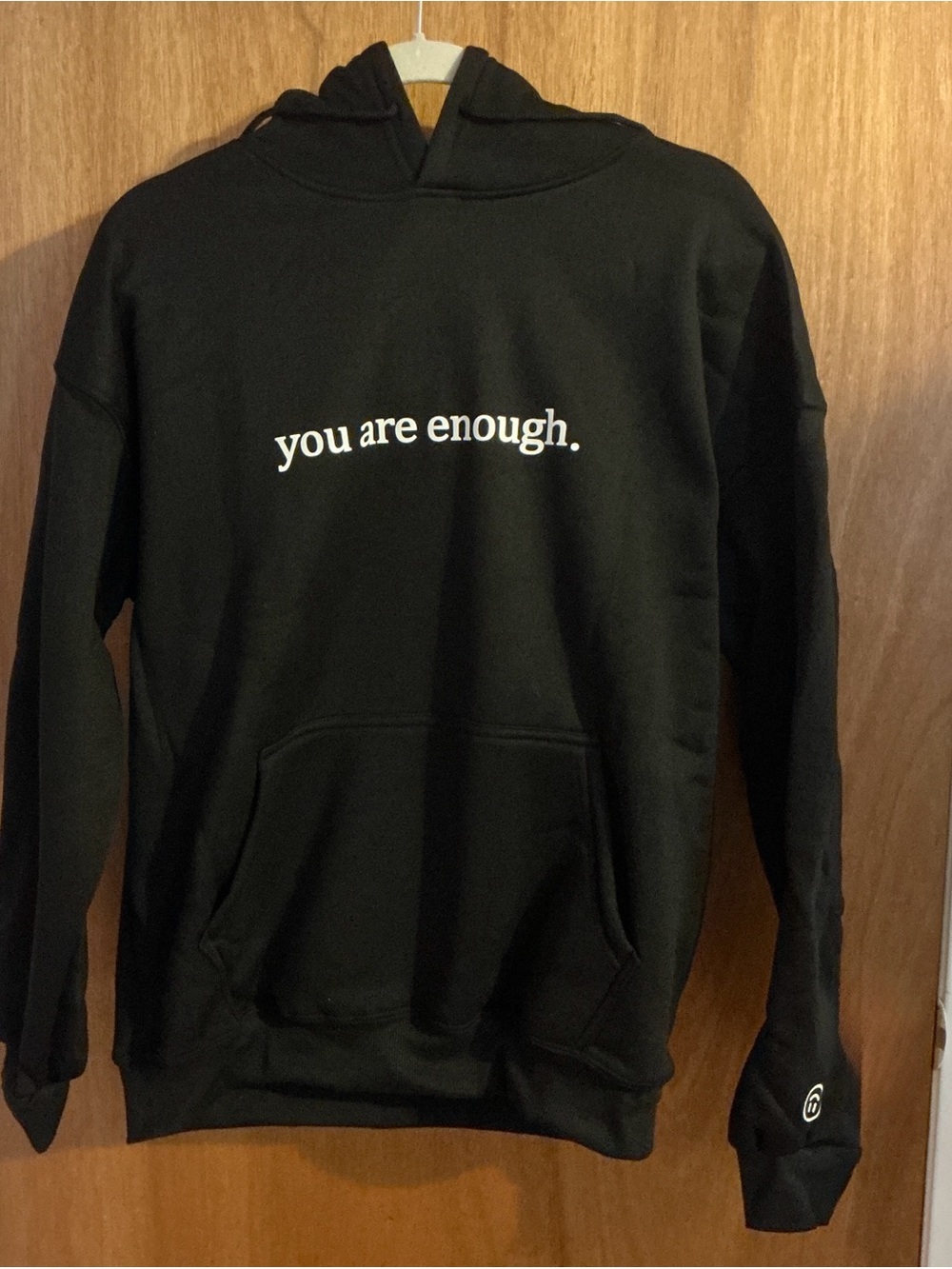 Women’s  Black Hoodie Sweatshirt with 'you are enough.' Script live2live